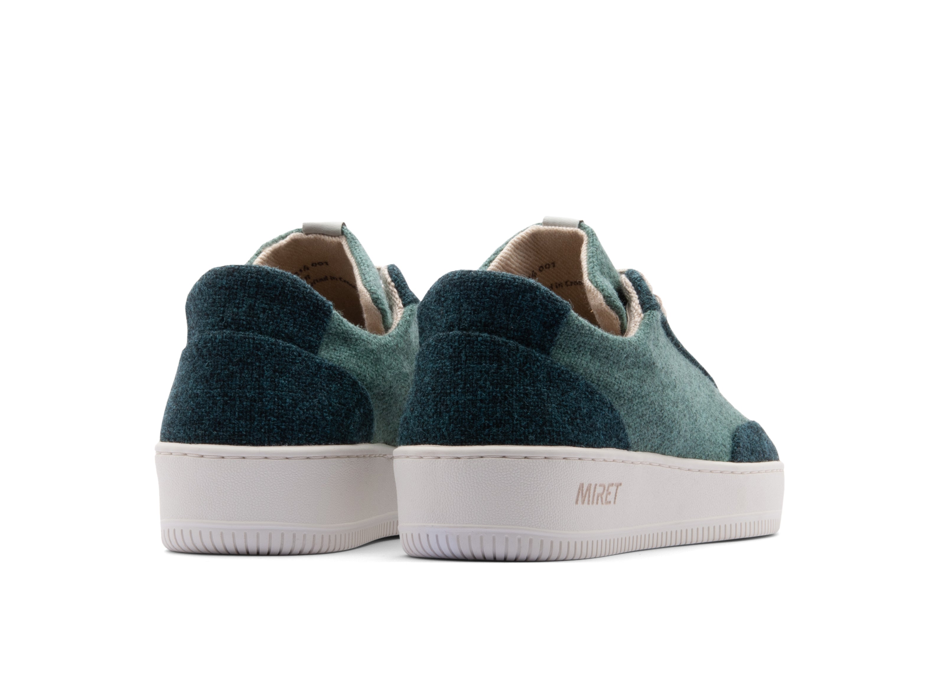 Low-top multicolored natural sneakers. Made from 100% thermoregulating and water-repellent wool with pure hemp lining, wool-covered cork insoles and super-flexible rubber outsoles. OEKO-TEX certified sneakers manufactured in the EU.